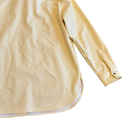 Calvin Klein Vegan Faux Leather Butter Yellow Snap Down Jacket Shacket Large - Picture 10 of 13